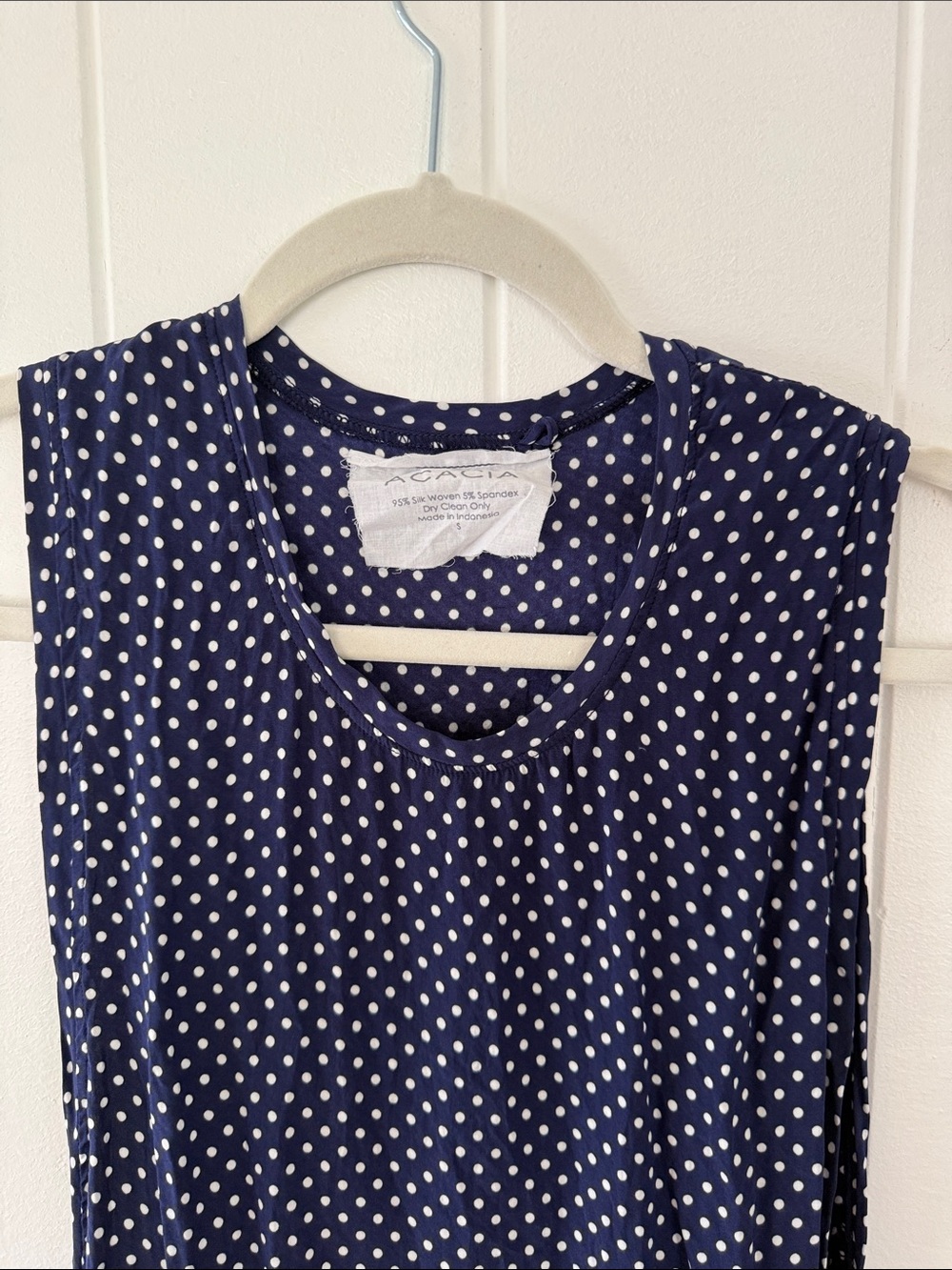 acacia swimwear Navy and White Polka Dot Sleeveless Maxi Dress